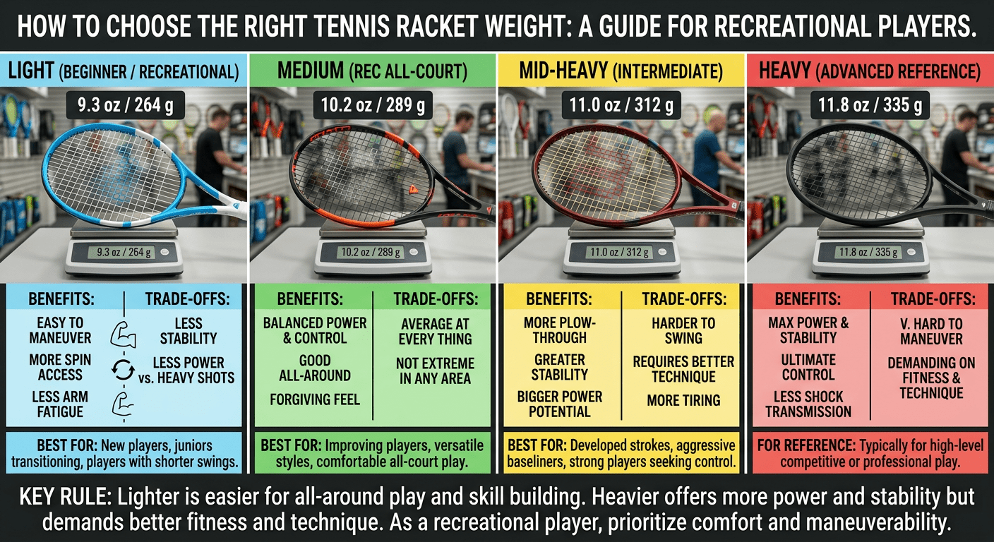 How to Choose the Right Tennis Racket Weight (Without Injuring Yourself) — 2026 Guide